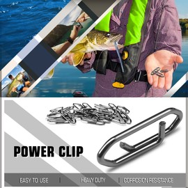 9Tong High Strength Fishing Snap Saltwater Stainless Connector Snaps Swivels Tackle Steel Power Fishing Clip Lure Quick Change Black Nickel 50pcs 121lbs