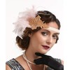 Anglacesmade Bridal 1920s Flapper Feather Headband with Stretchy Band Crystal