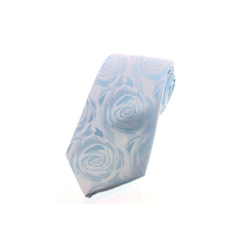 Soprano Sky blue Rose luxury woven silk tie