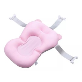 Kazome Soporte Tina Bañera Bebe Cojín Antideslizante Respaldo Color Rosa Liso