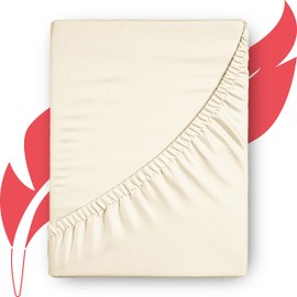 Ashton Sheets Luxury Egyptian Cotton Twin XL Deep Pocket Fitted Sheet - 1000-Thread-Count Twin XL Fitted Sheet, Soft Sateen Extra Long Staple XL Twin Fitted Sheet - Fits upto 18" Deep Mattress - Ivory