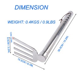 LUBAN Stainless Steel Garden Cultivator Metal Hand Weather Resistant Hand Tool 15-Inch Lightweight 4 prongs Rake for Weeding Seeding Turning Soil