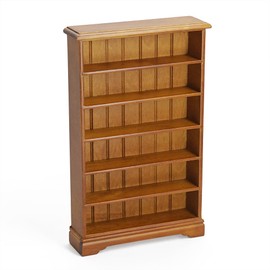 Odoria Dollhouse Bookcase Shelf Miniature: 1/12 Scale Brown Bookshelf Modern Living Room - Mini Wall Shelving for Salon - Tiny Wood Furniture Office Library