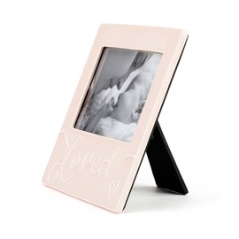 DEMDACO Loved 8 x 8 Inch Ceramic Wall or Tabletop Frame Pink Holds 4 x 6 Inch Photo