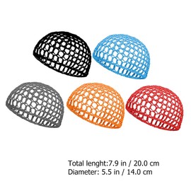 CALLARON Pack of 5 Crochet Hair Net Handmade Net Sleeping Hat Women's Hats Crochet Hair Net Hair Accessories Hair Knitting Beanie Slap Hat Crochet Hats Hair Clip Hair Accessory for Women, Colourful