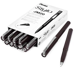 Pentel JM20 Stylo Disposable Fountain Pen – Grey Ink - Pack of 12