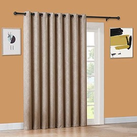 WARM HOME DESIGNS 1 Extra-Large 102" X 84" Panel of Textured Taupe Patio Door Curtains. Insulated Blackout Sliding Door or Room Divider Drape with Embossed Damask Pattern. EV Taupe Patio 84