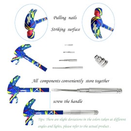 6 in 1 Floral Hammer, Small Multitool Hammer, Mini Screwdriver Hammer Tools Set with Screwdriver Flower Hammer Screwdriver Tool Set Best Gift for Birthday Valentine's Mother's day (Blue)