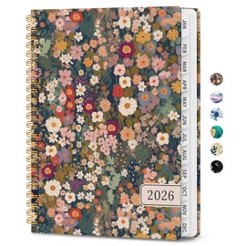 2026 Planner, Weekly and Monthly Planner for Women, January 2026 - December 2026, Hardcover 2026 Calendar Planner Book with Tabs, Inner Pocket, Spiral Bound, Perfect for Office Home School Supplies - A5 (6.3" x 8.5"), Petals
