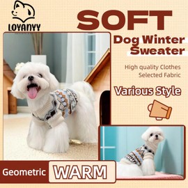Loyanyy Dog Sweater Soft Warm Dog Clothes Knitted Cat Sweater Classic Thick Pet Pullover Cute Winter Dog Sweatersfor Winter Puppy Kitten Sweater for Small Medium Girl Boy Beige X-Small