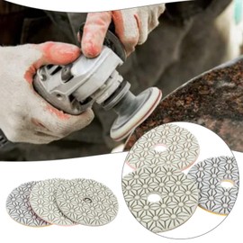 Briny River 3pcs 4-inch Dry Wet 3 Step Diamond Polishing Pads 3 Step Diamond Dry Polishing Pads Kit for Granite Marble Concrete Hook and Loop Stone