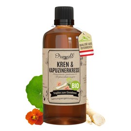 Auwald Kren/Horseradish & Nasturtium Drops Organic - High Quality Extract, Extract, Essence & Tincture - Free from Artificial Additives and Dyes, Made in Austria - 100 ml