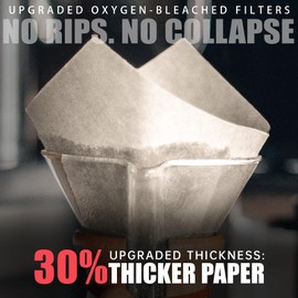 Brew Choice Pre-folded Cone Coffee Filters - 50 Pack, Upgraded 30% Natural Thicker Paper for Pure Taste, Compatible with CHEMEX Pour-Over Coffee Makers