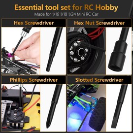 Hex Screwdriver Set, AEXCVG 7PCS RC Tool Kit Precision Screwdriver Set 0.05"/1.5mm/2.0mm/2.0mm+/4.0BOX/5.0BOX/5.5BOX Compatible with 1/16 1/18 1/24 Car Drone RC Car Tools TRX4M SCX24 FCX24