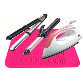 Large Heat Resistant Mat for Curling Irons, Hair Straightener, Flat Irons and Hair Styling Tools 11" x 7.5", Pink