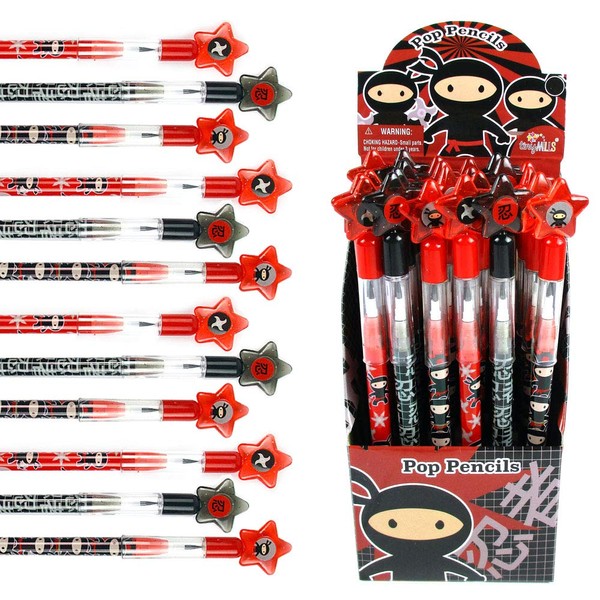 24 Pcs Ninjas Multi Point Stackable Push Pencil Assortment with Eraser for Ninja Birthday Party Favor Prize Carnival Goodie Bag Stuffers Classroom Rewards Pinata Fillers
