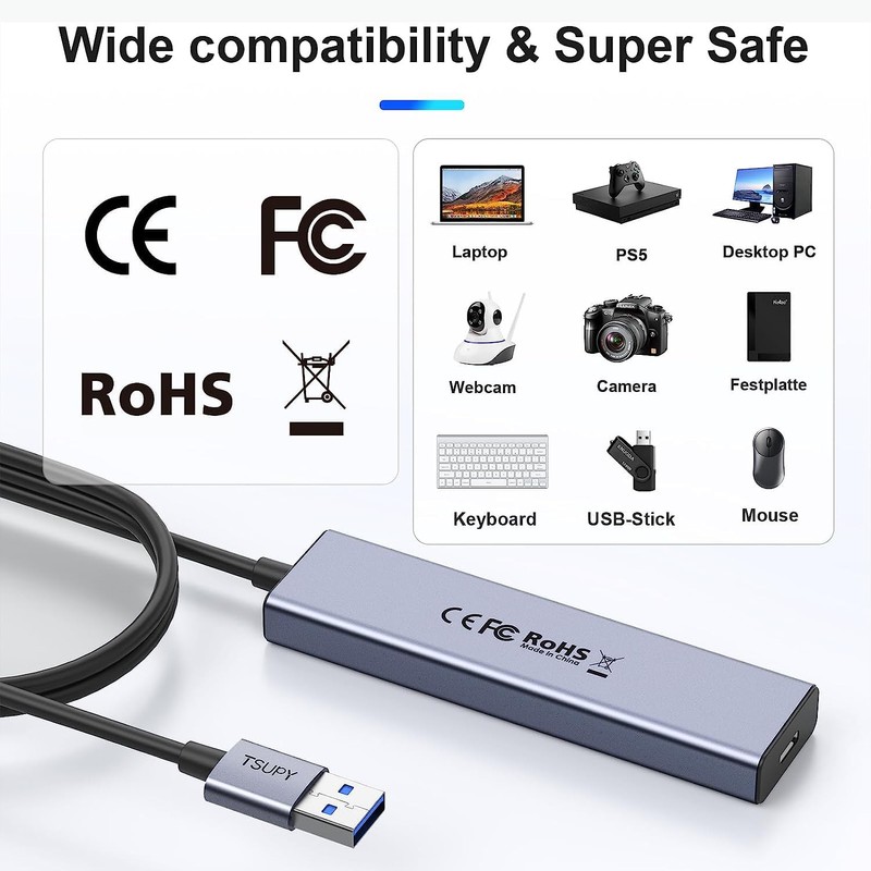 USB 3.0 HUB, TSUPY USB Splitter with 5 USB Ports