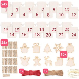 Advent Calendar for Filling Fabric, 24 x Cotton Bags 10 x 13 cm - Advent Calendar 2024 Fabric Bags with Advent Numbers, Christmas Calendar, Natural Jute Bags, Fabric Bags, Gift Bags
