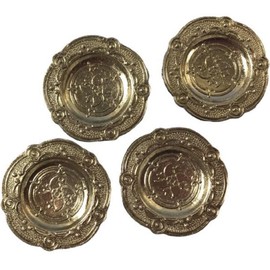 Melody Jane Dolls House Silver Charger Plates Victorian Tableware Dining Kitchen Accessory