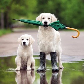 Abacus Cards Male/Female Birthday Card - General Card for Men/Women - 'Puddle Pups' Retriever and Puppy - Eco-Friendly & Recyclable - Made in the UK