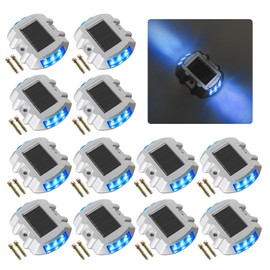 ELLUMIN Solar Deck Lights Driveway Dock Lights 12 Pack, Outdoor LED Solar Powered Waterproof Warning Step Lights for Driveway Sidewalk Pathway Yard Garden(12 Pack, Blue)