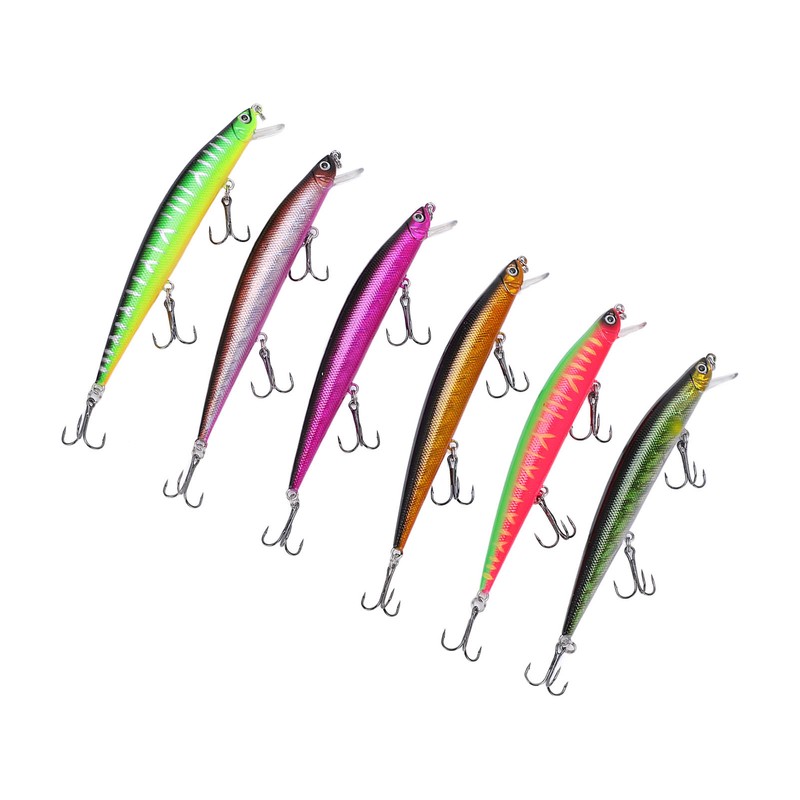 6PCS Minnow Fishing Lure Long Throw Floating Artificial Hard Bait