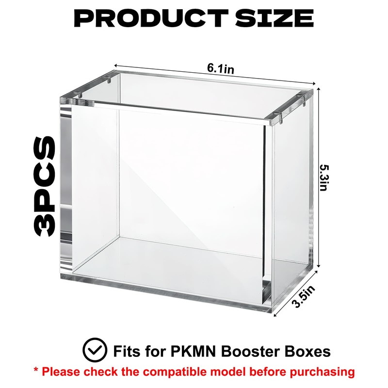 YEXEXINM 3 Pack Acrylic Magnetic Case Compatible with Booster Boxes,