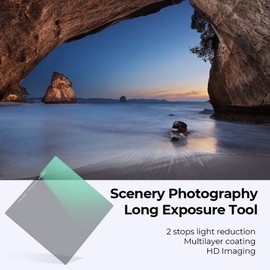 K&F Concept Square ND4 Filter, 100 * 100 * 2mm Neutral Density Filters Multi-Coated Glass Waterproof Gray ND X-Series