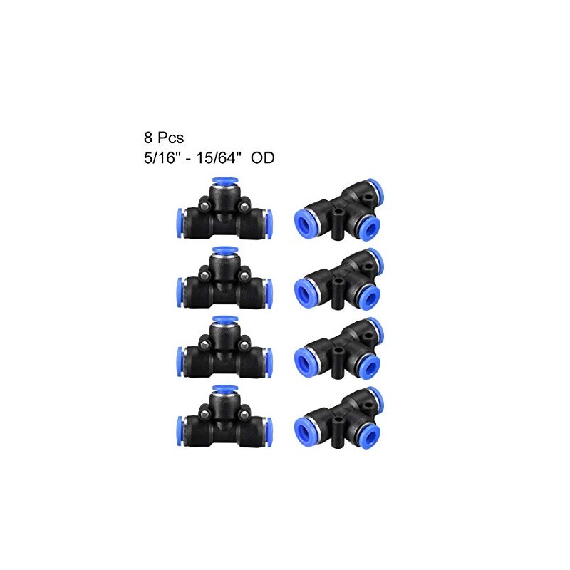 sourcing map Plastic Tee Push to Connect Tube Fittings 5/16"