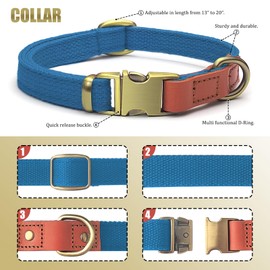 Qianruida Dog Collar and Leash Set Tactical Collar Leash Set Dog Leash and Collar Set Adjustable Dog Collar with Dog Leash Dog Collar for Small Medium Large Dogs- Sky Blue,M