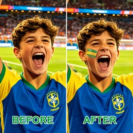 Green Yellow and Green Brazil Face Paint Stick for World Cup Fans, Sweatproof & High Pigment Sports Face Body Paint Sticks for Football, Rugby, Softball, Baseball, Lacrosse, Party Accessories
