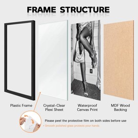 Trendy Luxury Black And White Framed Wall Art Beautiful Chic Woman Pictures For Preppy Girly Dorm Decor-Funky Fashion Feminist Canvas Prints Ready To Hang Room Bedroom