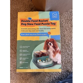 Lovintry Double Food Bucket Dog Slow Feed puzzle you