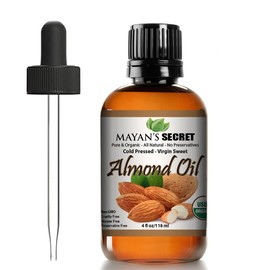 Mayan's Secret - 100% Organic Sweet Almond Oil for Skin Hair, and Face - Cold Pressed Pure Almond Essential Oil (4 fl. oz.)