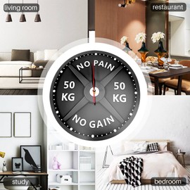 Lamsimoy 50KG Print Wall Clock Circular Gym Weight Lifting Dumbbell Bodybuilding Silent Acrylic Clock
