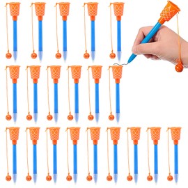 Children Basketball Hoop Pens Basketball Novelty Pens Basketball Stress Relief Pens for Kids Sports Themed Birthday Party Supplies