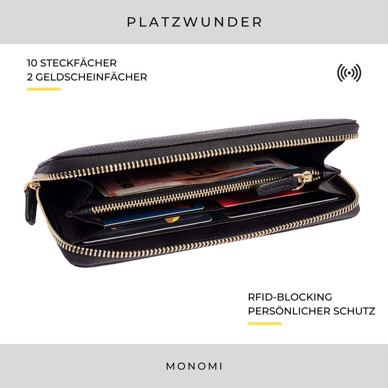 MONOMI Women's Wallet, black, Classic