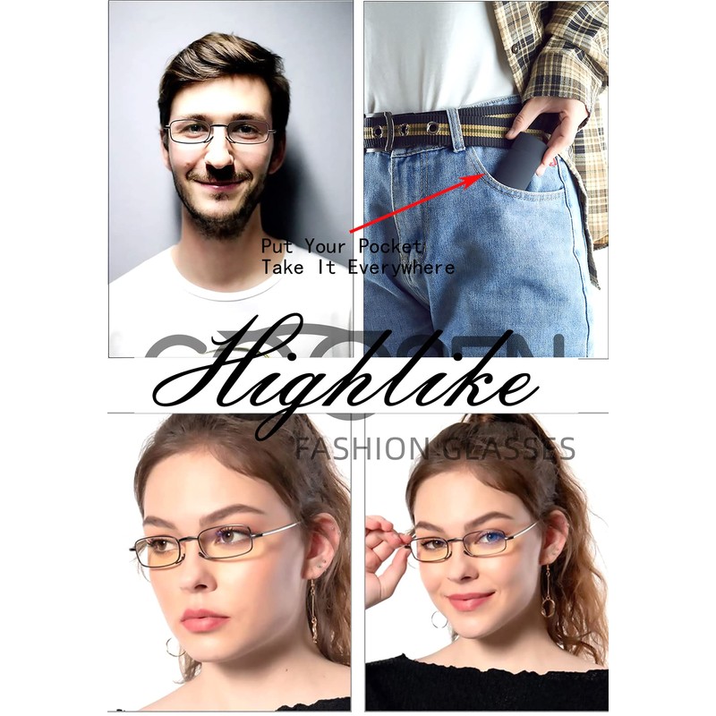 HIGHLIKE 2-Pack Hard Cases Folding Reading Glasses, Pocket Wallet Purse