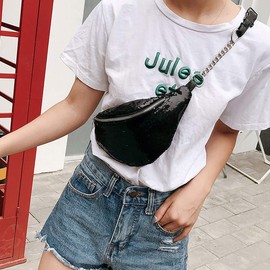 Eilova Orityle Bling Sequins Fanny Waist Pack Glitter Shoulder Chest Bag with Adjustable Belt for Women Girl
