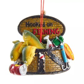 Kurt Adler 2.75 Inch Hooked On Fishing Basket Creel Christmas Ornament
