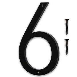 Discovered Designs 5" (6) Modern Address House Numbers for Outside - Easy to Install 3D Matte Black Weatherproof Plastic, Individual Numbers for Address on House, Made in USA, Includes 2 - 3/4" Screws, Door Mailbox Number Home Address Number (6)