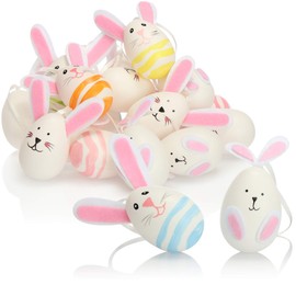 com-four® Easter Eggs in Bright Colours and Designs with Ribbon for Hanging