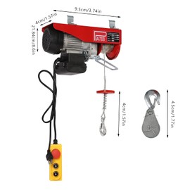 Electric Hoist Electric Lift Hoist Pulley System Electric Winch Hoist Winch Electric Chain Pulley Block With Emergency Stop With 2 Slings & Remote Control For Factories Warehouses Building Sites