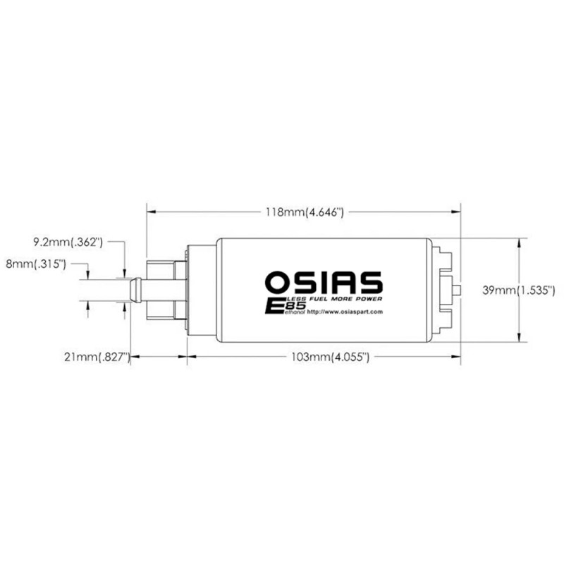 OSIAS GENUINE OSIAS 340LPH Intank EFI Fuel Pump w/ Strainer