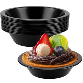 JAPCHET Juego de 15 Mini Moldes Redondos para Hornear de Acero al Carbono Antiadherente, 11 cm, Ideales para Tartas, Magdalenas y Tartas de Huevo, Apto para Horno, Negro