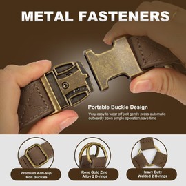 Didog Step in Dog Harness - Adjustable Leather Dog Harness with Heavy Duty Metal Buckle, Easy Walk Dog Halter Harness for Medium Dogs Easy Walking Training (Brown, S: Chest 16-22")