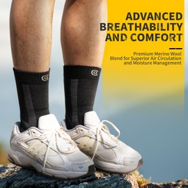 CAMBIVO Sportsocken Herren 43-46, Merino Wandersocken 3 Paare, Leichte Outdoor & Trekking-Socken, Gepolstert, Anti-Blasen, Schweißableitend, Wollsocken Sneakersocken Funktionssocken