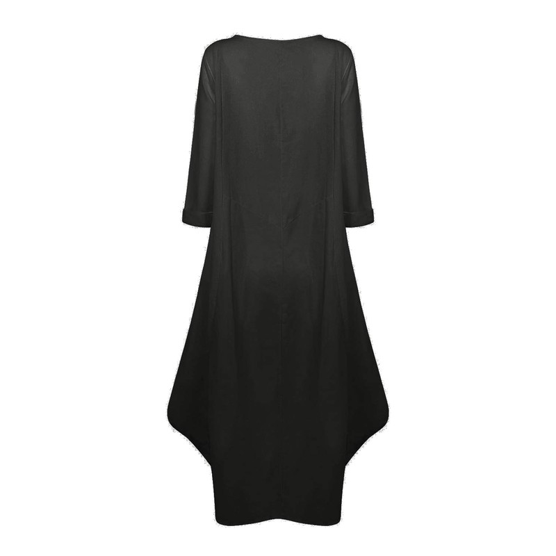 Jacansi Women Casual Party Oversize Cotton Linen Asymmetric Hem Swing