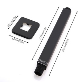 CChiai 8 Inch Rain Shower Head Square Extension Arm Matte Black Stainless Steel Ceiling Mounted Shower Arm Suitable for Fixed Shower Head