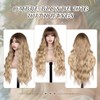 Potoki Ombre Blonde Synthetic Wig with Bangs Long Wavy Wig